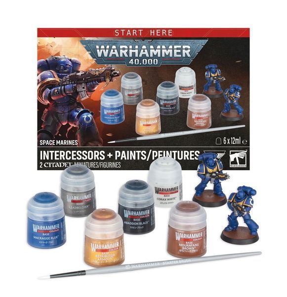 Набор фарб WARHAMMER 40000: SPACE MARINES - INTERCESSRS +PAINTS/PEINTURES 56170101002 фото