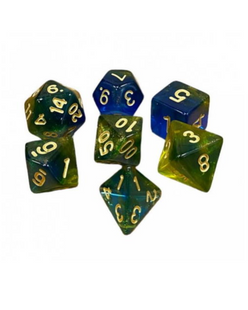 Набор кубиков - Double Glitter 7 Dice Set - Blue-Yellow g7dglitdc08 фото