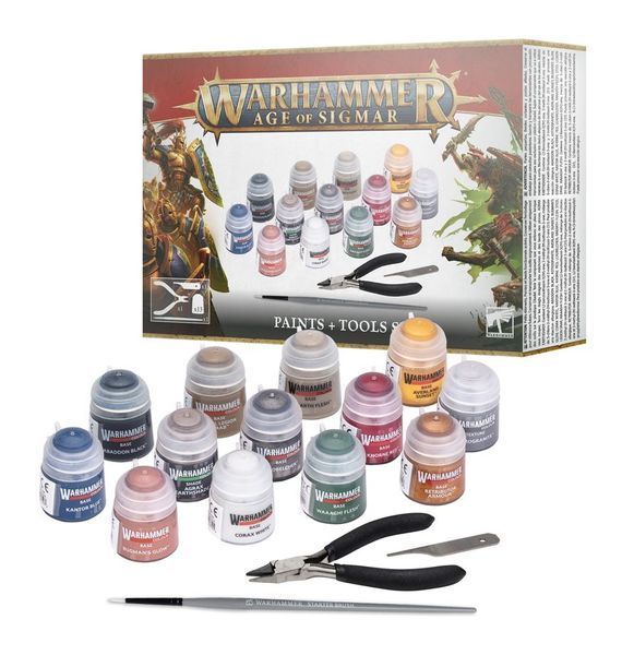 Набір фарб AGE OF SIGMAR: PAINTS+TOOLS ENG/SPA/PORT/LATV/RO 52170299004  фото