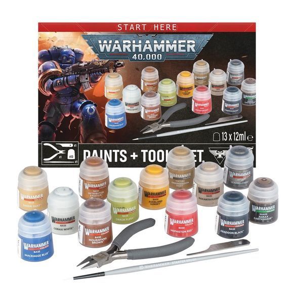 Набор WARHAMMER 40000: 40K PAINTS + TOOLS ENG/SPA/PORT/LATV/ROM 52170199002 фото