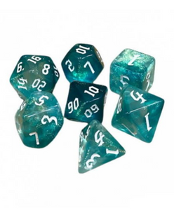 Набор кубиков - Double Glitter 7 Dice Set - Aqua-White g7dglitdc06 фото